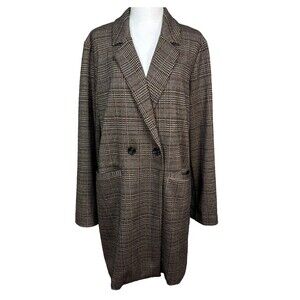 Sanctuary Womens Brown Glen Plaid Long Blazer Coat Academia Preppy Classic L
